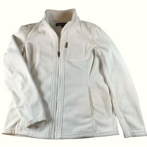 Andrew Marc Cream Ribbed Jacket Full Zip Women's Small Quiet Luxury Minimalist